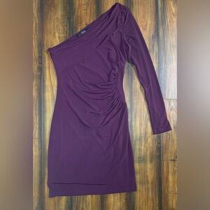 Guess One-Shoulder Dress in Rich Plum